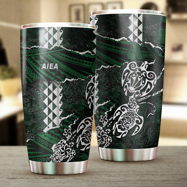 Hawaii Aiea High School Stainless Steel Glitter Tumbler Polynesian Turtle Style