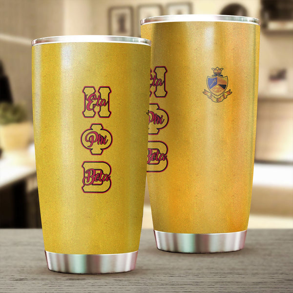 Sorority Tumbler - Eta Phi Beta Stainless Steel Glitter Tumbler Original Yellow Style