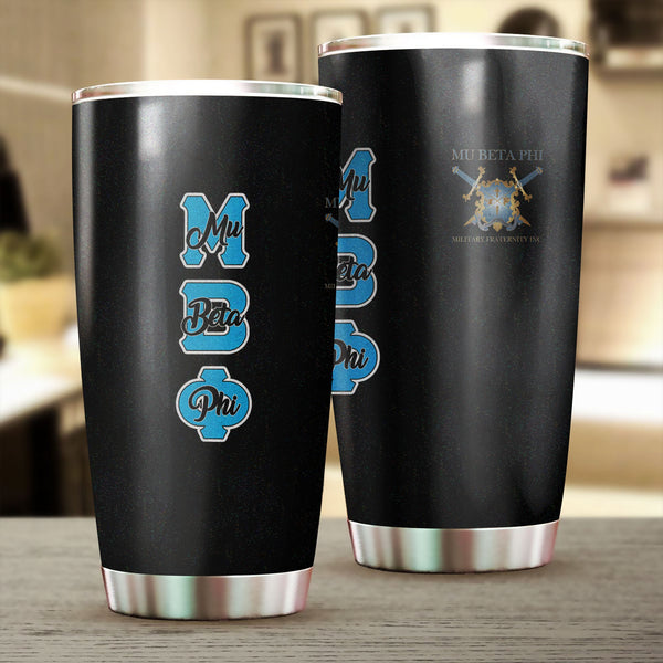 Fraternity Tumbler - Mu Beta Phi Stainless Steel Glitter Tumbler Original Dark Style