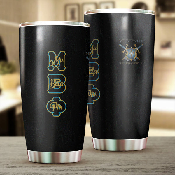 Fraternity Tumbler - Mu Beta Phi Stainless Steel Glitter Tumbler Original Black Style