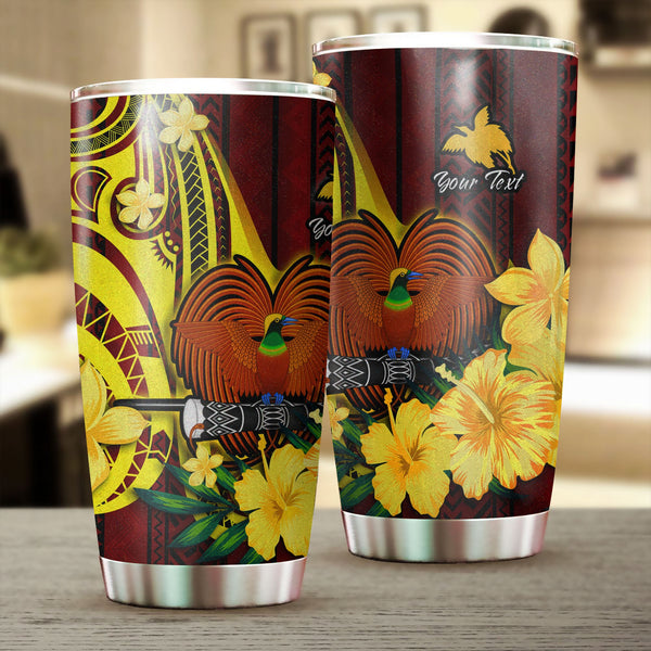 Papua New Guinea Stainless Steel Glitter Tumbler Polynesian PNG Bird Independence Day - LH1