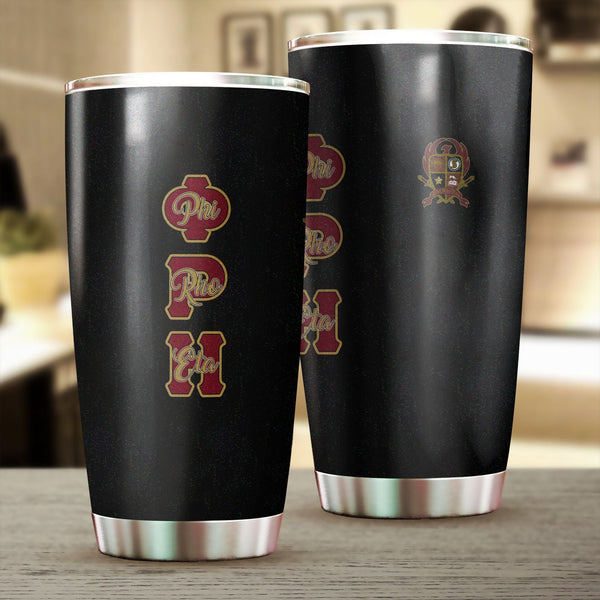 Fraternity Tumbler - Phi Rho Eta Stainless Steel Glitter Tumbler Original Dark Style