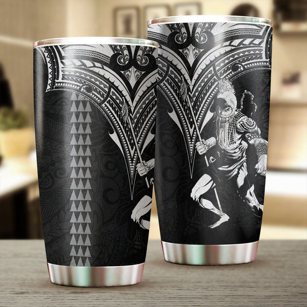 Hawaii Ikaika Warrior Stainless Steel Glitter Tumbler Polynesian Tattoo Style