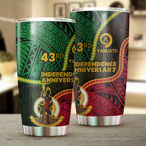 Vanuatu Stainless Steel Glitter Tumbler Independence Day 43rd Anniversary Style