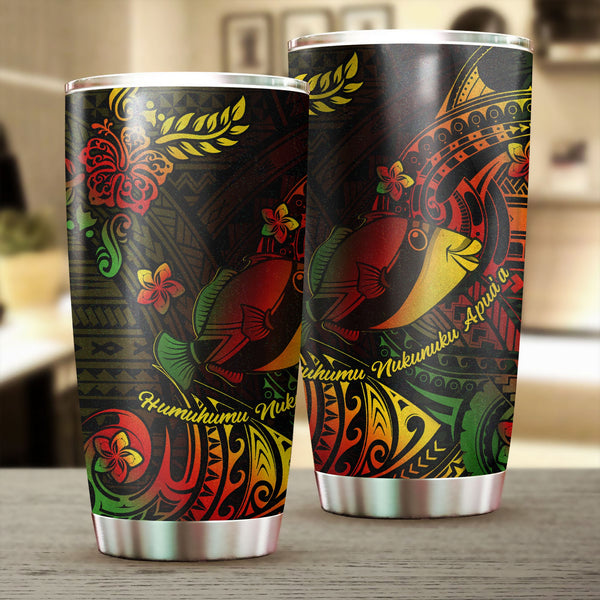 Hawaii Humuhumu Fish Stainless Steel Glitter Tumbler Reggae Style