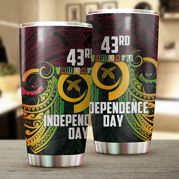 Vanuatu Stainless Steel Glitter Tumbler Independence Day 43rd Anniversary Style 2