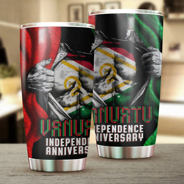 Vanuatu In Me Independence Day Stainless Steel Glitter Tumbler 43rd Anniversary Style