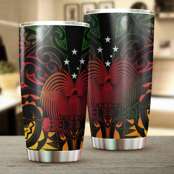 Papua New Guinea Stainless Steel Glitter Tumbler Unity In Diversity Motto