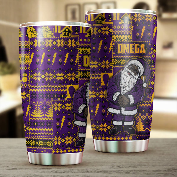 Fraternity Tumbler - OPP Christmas Stainless Steel Glitter Tumbler Bulldog & Santa Claus Omega Style