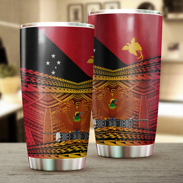 Papua New Guinea Independence Day Stainless Steel Glitter Tumbler PNG Emblem Style