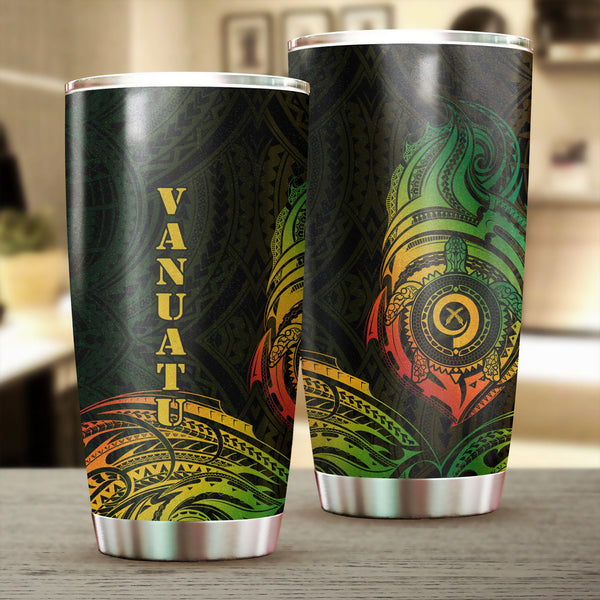 Vanuatu Stainless Steel Glitter Tumbler Polynesian Reggae Style