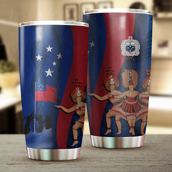 Samoa Independence Day Stainless Steel Glitter Tumbler Celebrating Dance Style