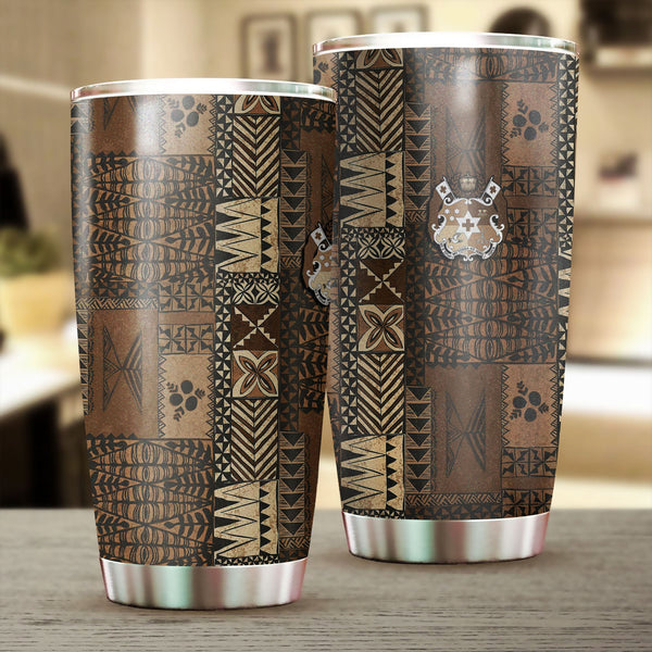 Tonga Stainless Steel Glitter Tumbler Ngatu Tapa Style