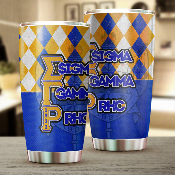 Sorority Tumbler - Christmas Sigma Gamma Rho Girl Stainless Steel Glitter Tumbler Rhombus Pattern Style