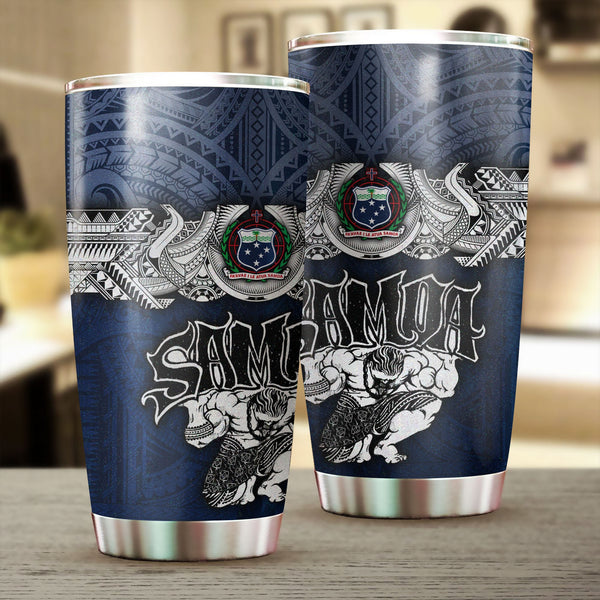 Samoa Warrior Stainless Steel Glitter Tumbler