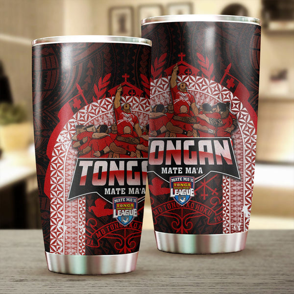 Tonga Mate Ma'a Rugby League Stainless Steel Glitter Tumbler