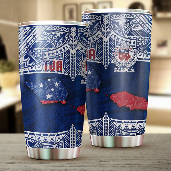 Samoa TOA Rugby Stainless Steel Glitter Tumbler Map Style