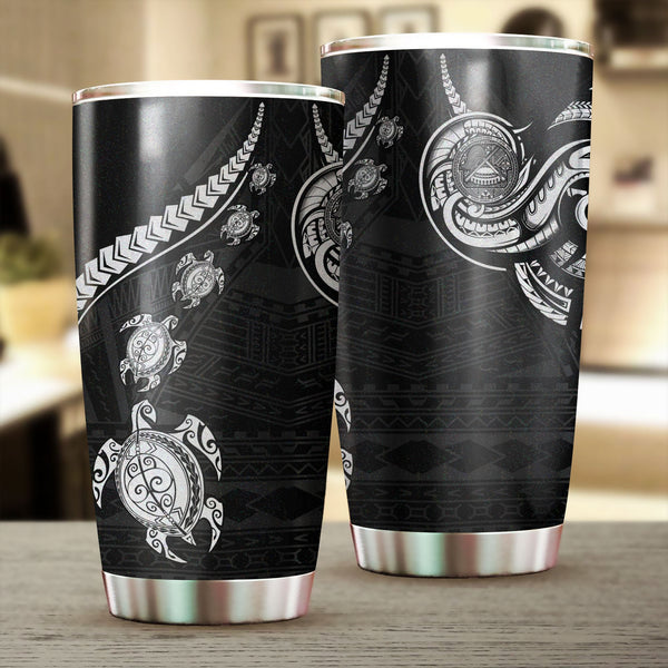 Seal Of American Samoa Stainless Steel Glitter Tumbler Turtle Style