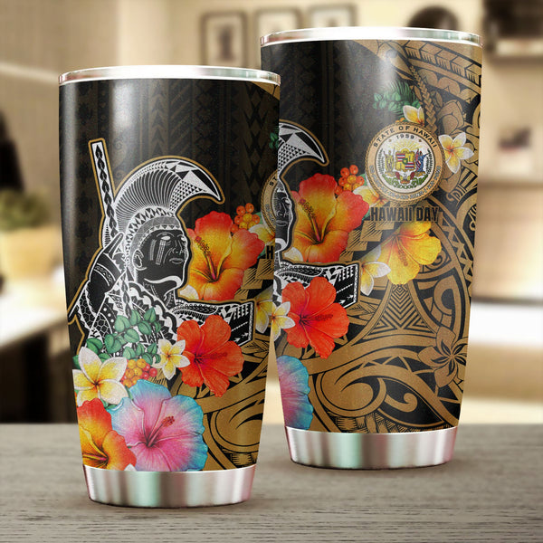 Hawaii Day King Kamehameha Stainless Steel Glitter Tumbler