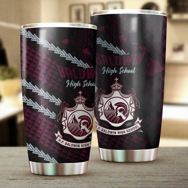 Hawaii Baldwin High School Stainless Steel Glitter Tumbler Map Style