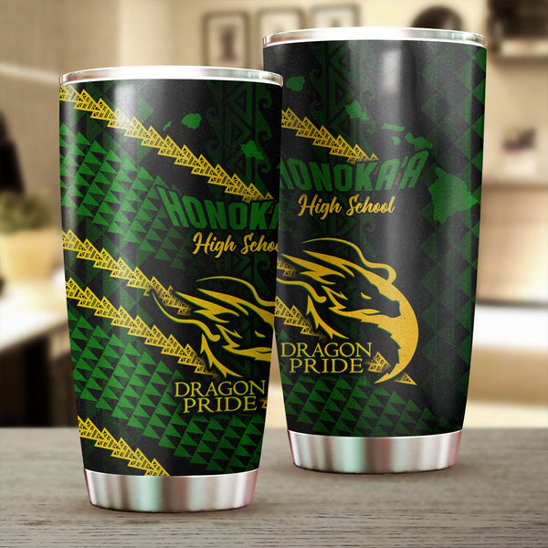 Hawaii Honoka High & Intermediate School Stainless Steel Glitter Tumbler Map Style