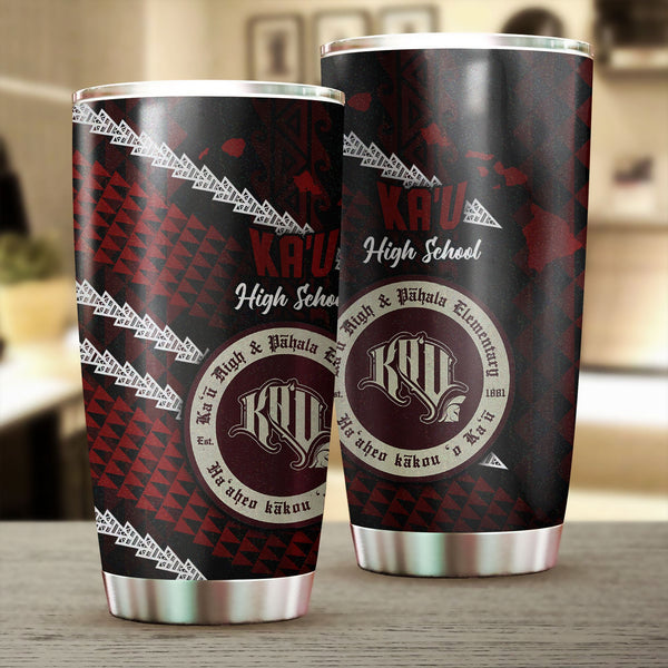 Hawaii Kau High & Pahala Elementary School Stainless Steel Glitter Tumbler Map Style