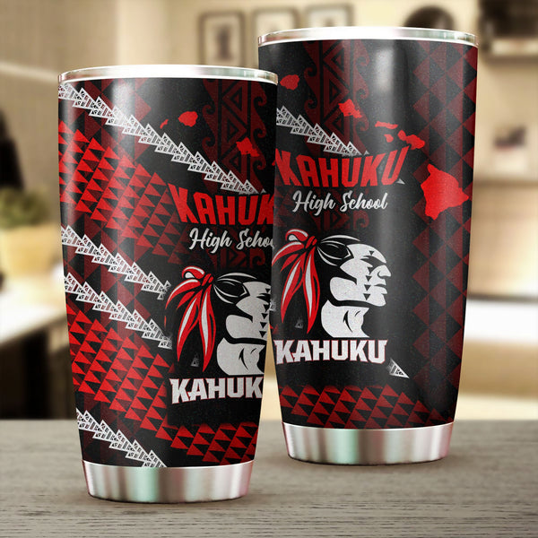 Hawaii Kahuku High & Intermediate School Stainless Steel Glitter Tumbler Map Style