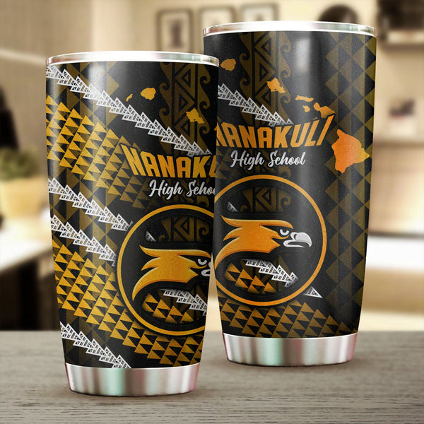 Hawaii Nanakuli High School Stainless Steel Glitter Tumbler Map Style