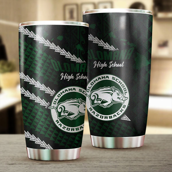 Hawaii Olomana High & Intermediate School Stainless Steel Glitter Tumbler Map Style