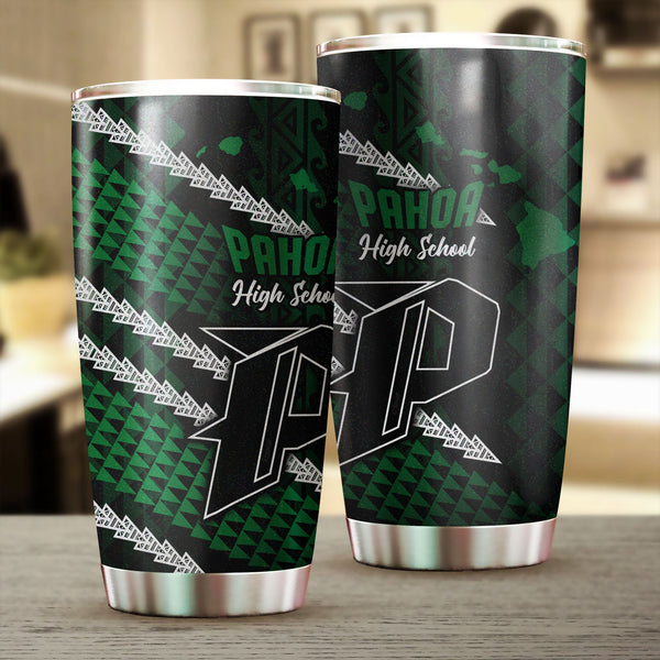 Hawaii Pahoa High & Intermediate School Stainless Steel Glitter Tumbler Map Style