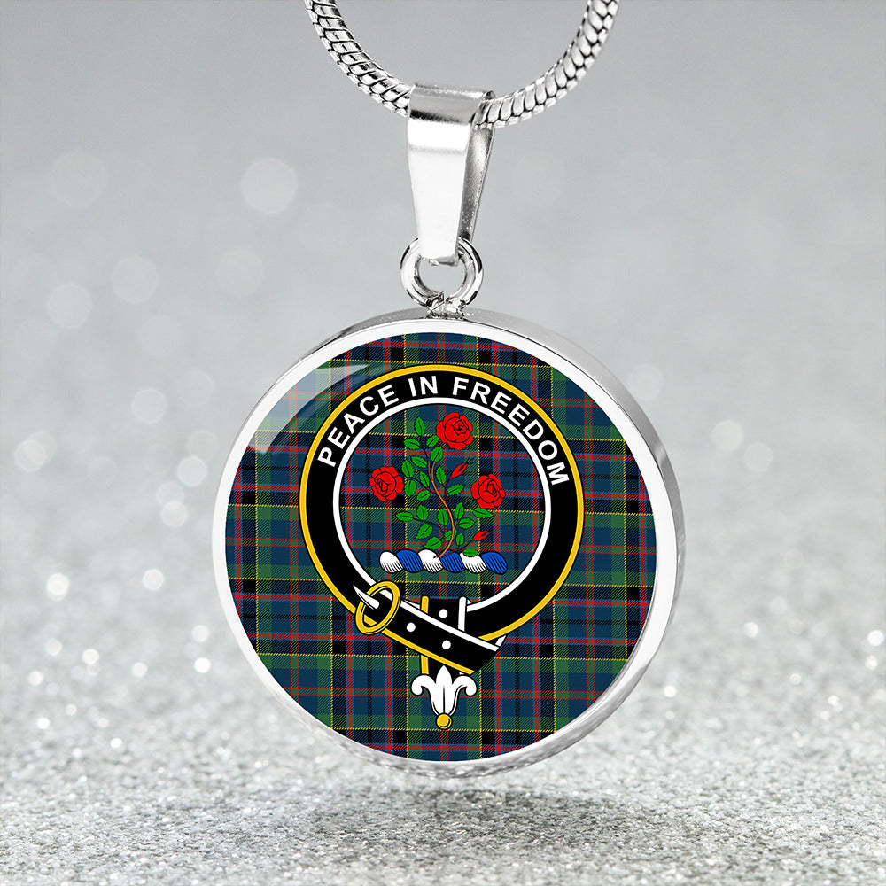 Scottish Tartan Stinson (Stephenson/Stevenson) Modern Clan Circle Necklace Classic Style