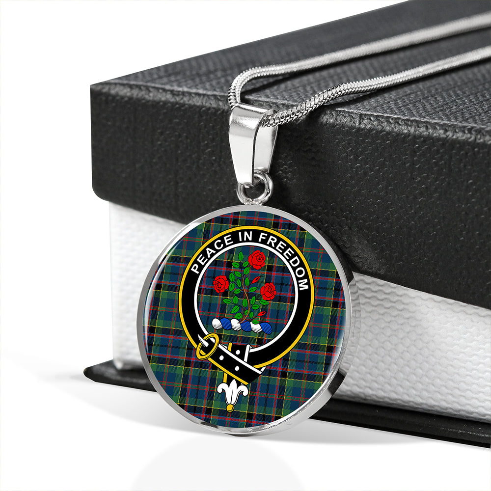 Scottish Tartan Stinson (Stephenson/Stevenson) Modern Clan Circle Necklace Classic Style