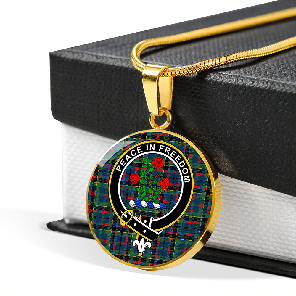 Scottish Tartan Stinson (Stephenson/Stevenson) Modern Clan Circle Necklace Classic Style
