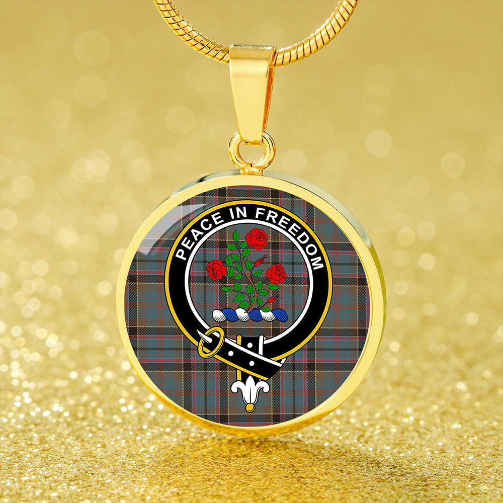 Scottish Tartan Stinson (Stephenson/Stevenson) Weathered Clan Circle Necklace Classic Style
