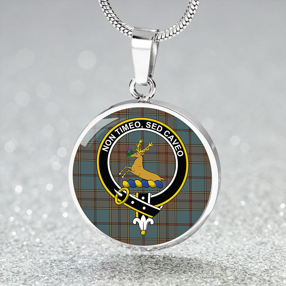 Scottish Tartan Strachan Weathered Clan Circle Necklace Classic Style