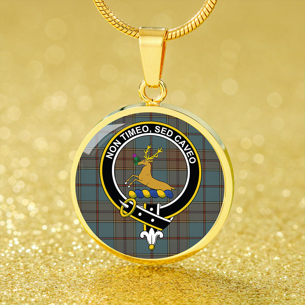 Scottish Tartan Strachan Weathered Clan Circle Necklace Classic Style