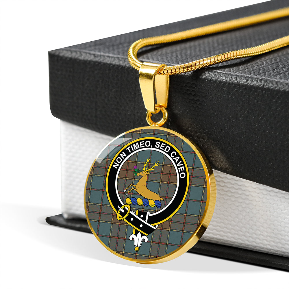 Scottish Tartan Strachan Weathered Clan Circle Necklace Classic Style