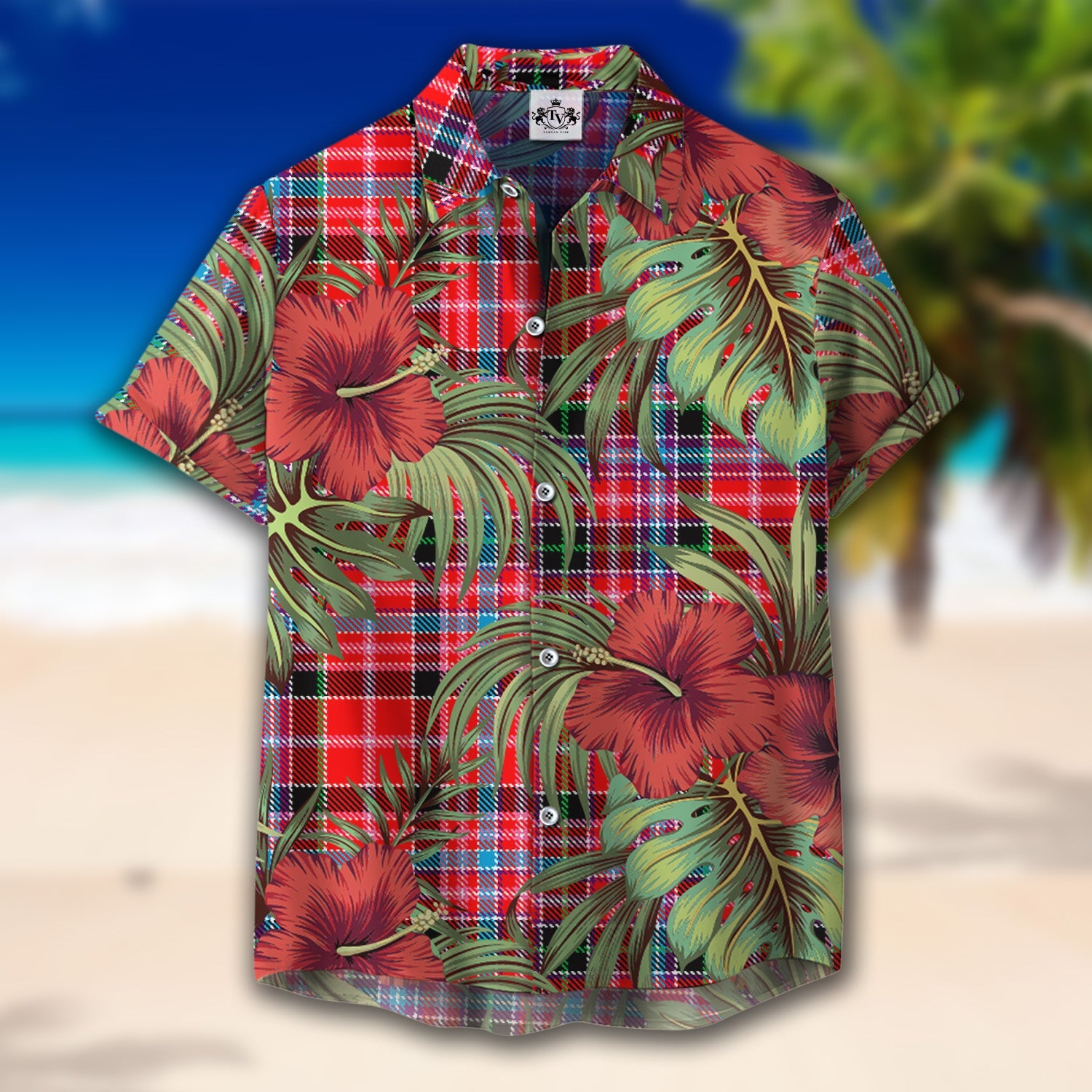 Scottish Tartan Straiton Clan Hawaiian Shirt Hibiscus - Tropical Garden Style