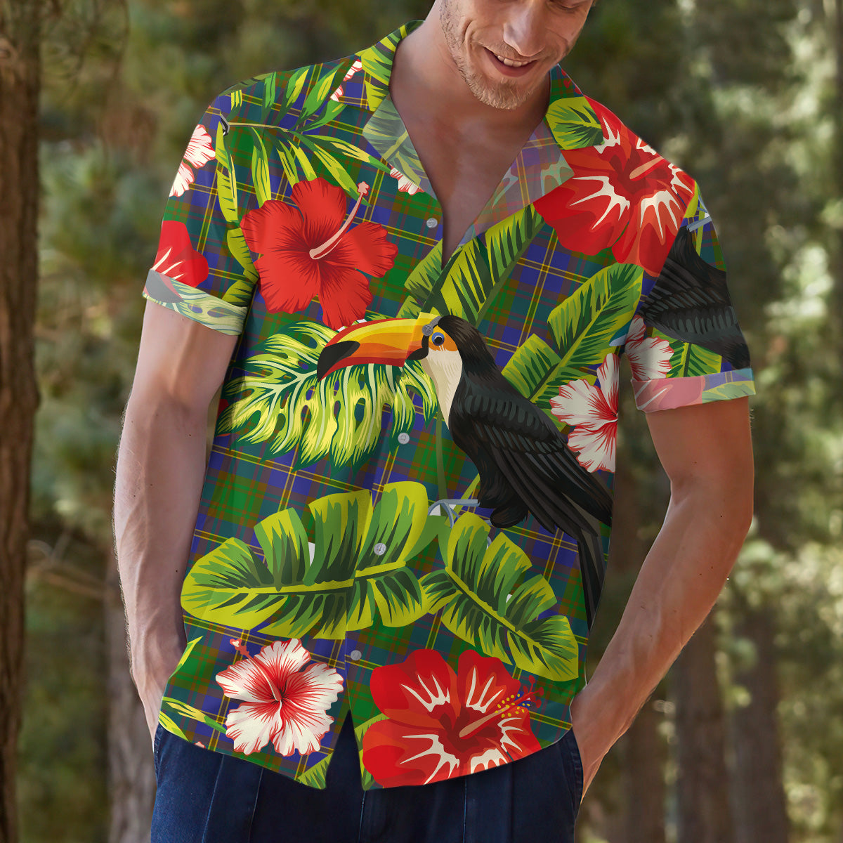Scottish Tartan Strange of Balkaskie Clan Hawaiian Shirt Hibiscus - Tropical Garden Style