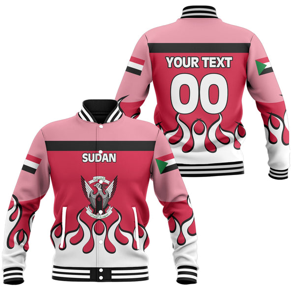 Sudan Baseball Jacket Flag & Coat Of Arms Fire Hockey Style