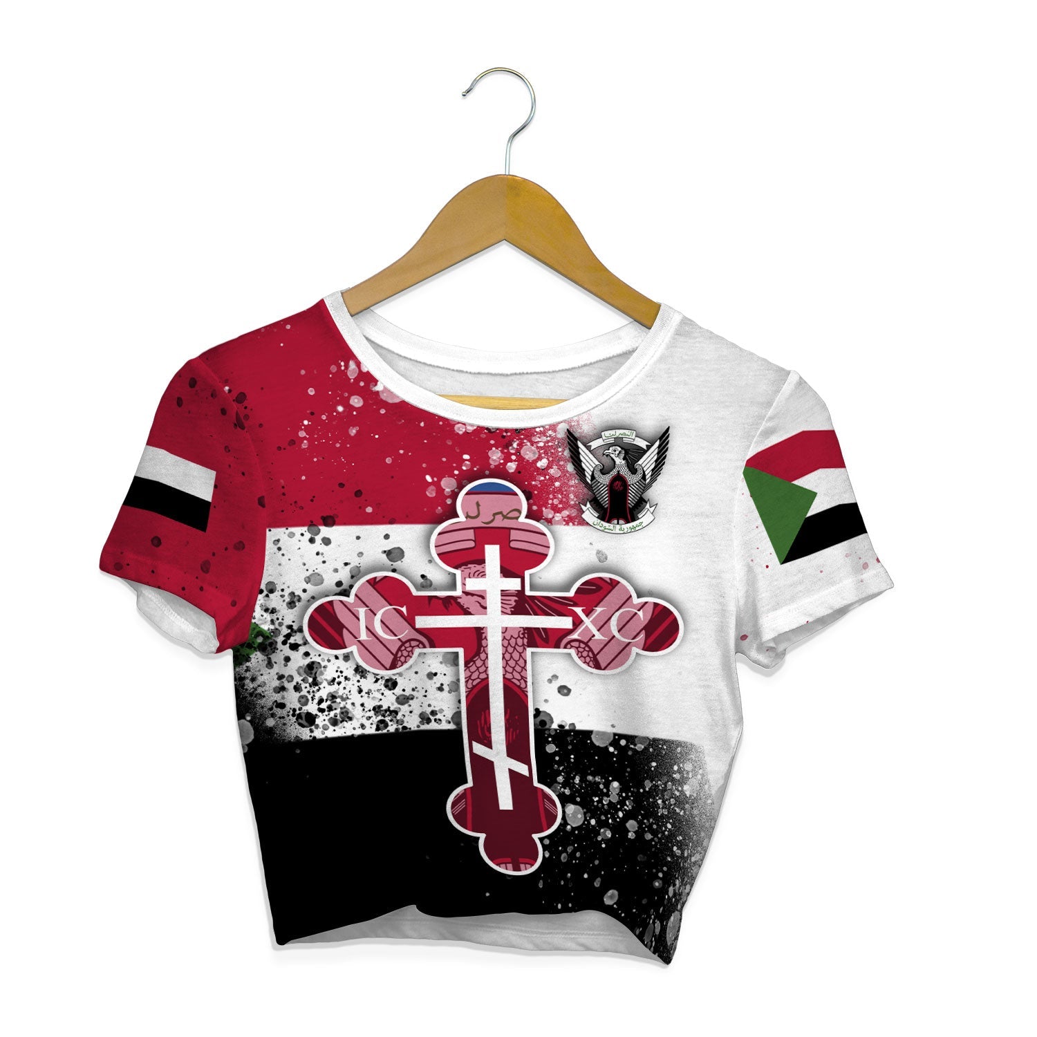 Sudan Crop Top T Shirt Flag & Coat Of Arms Orthodox Style