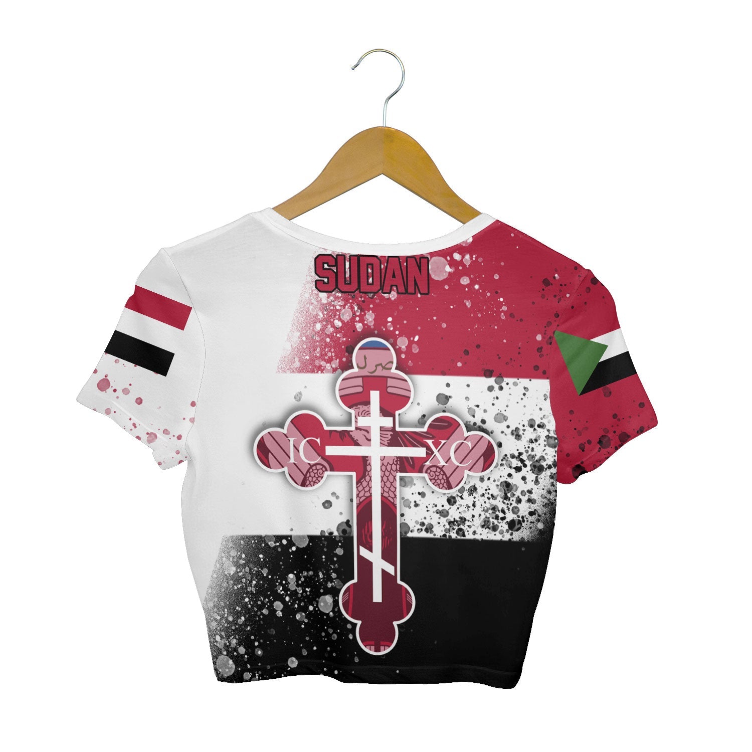 Sudan Crop Top T Shirt Flag & Coat Of Arms Orthodox Style