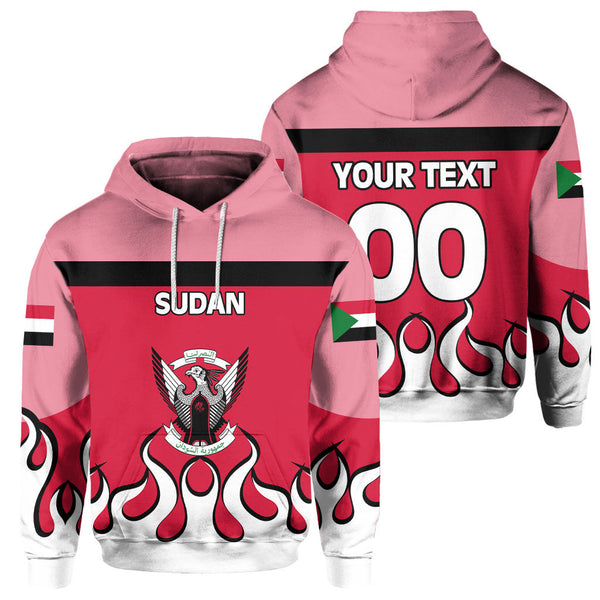 Sudan Hoodie Flag & Coat Of Arms Fire Hockey Style