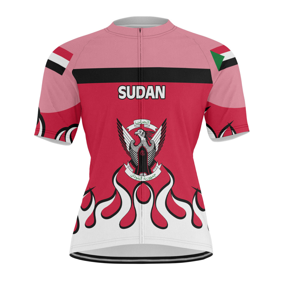 Sudan Men's Cycling Jersey Flag & Coat Of Arms Fire Hockey Style