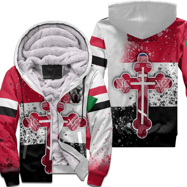 Sudan Sherpa Hoodie Flag & Coat Of Arms Orthodox Style