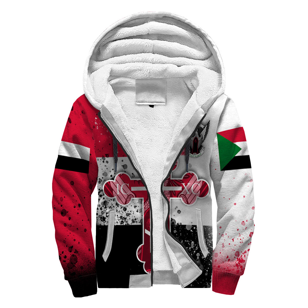 Sudan Sherpa Hoodie Flag & Coat Of Arms Orthodox Style