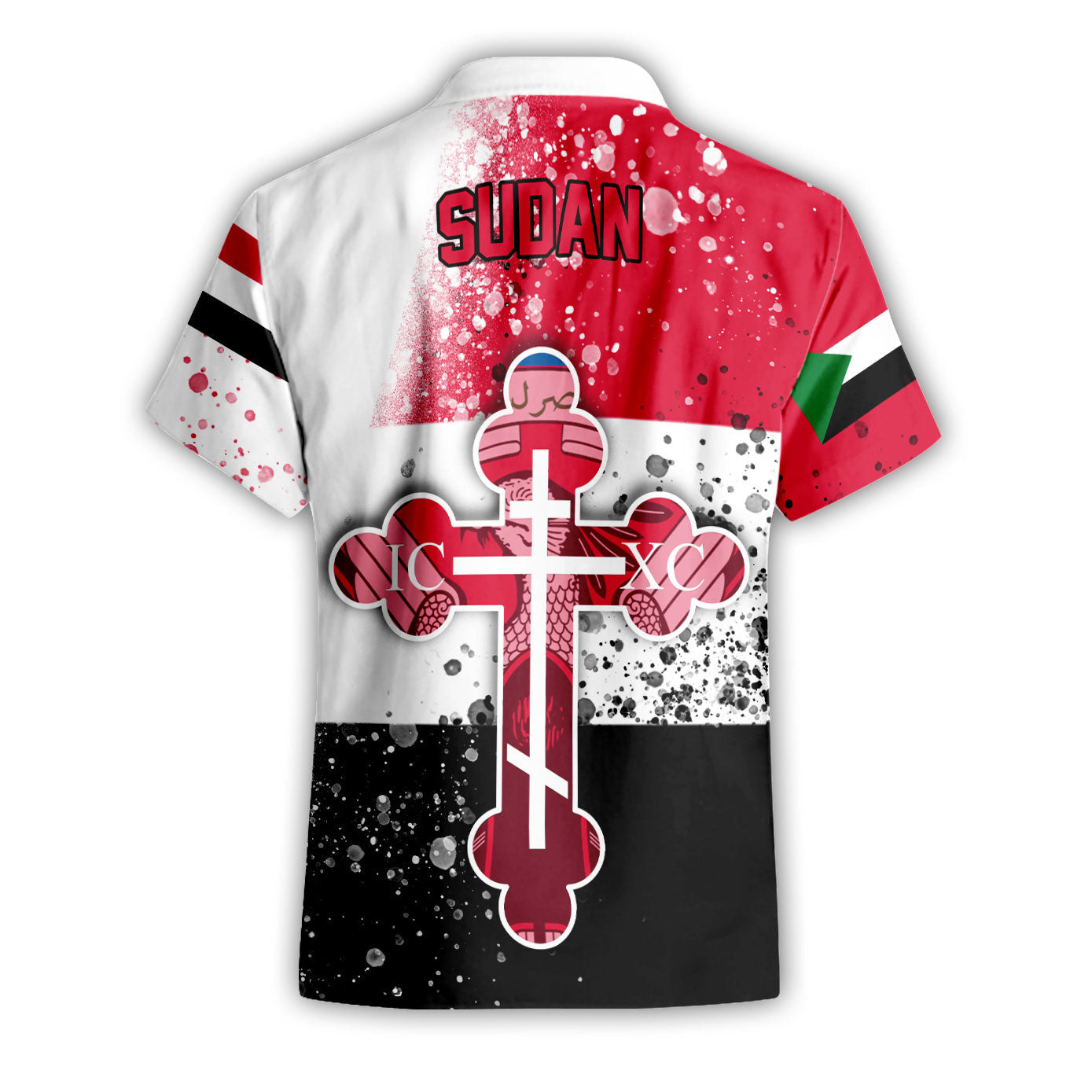 Sudan Short Sleeve Shirt Flag & Coat Of Arms Orthodox Style