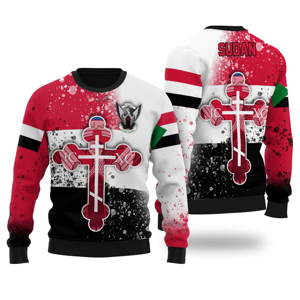 Sudan Ugly Sweater Flag & Coat Of Arms Orthodox Style