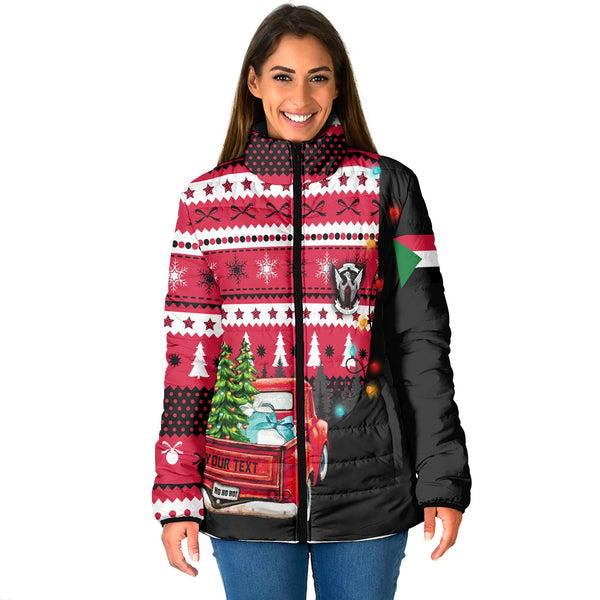 Sudan Women Padded Jacket Coat Of Arms Christmas Style