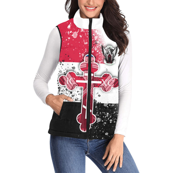 Sudan Women Padded Jacket Vest Flag & Coat Of Arms Orthodox Style